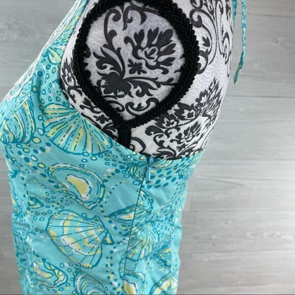Lilly Pulitzer Shorely Blue Embroidered Seashell Halter Top - Picture 6 of 9